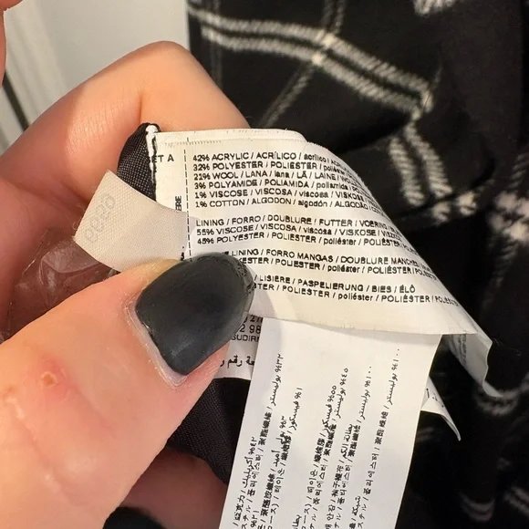 MANGO CHECKERED LONG WOOL BLEND COAT- XS - Picture 9 of 9